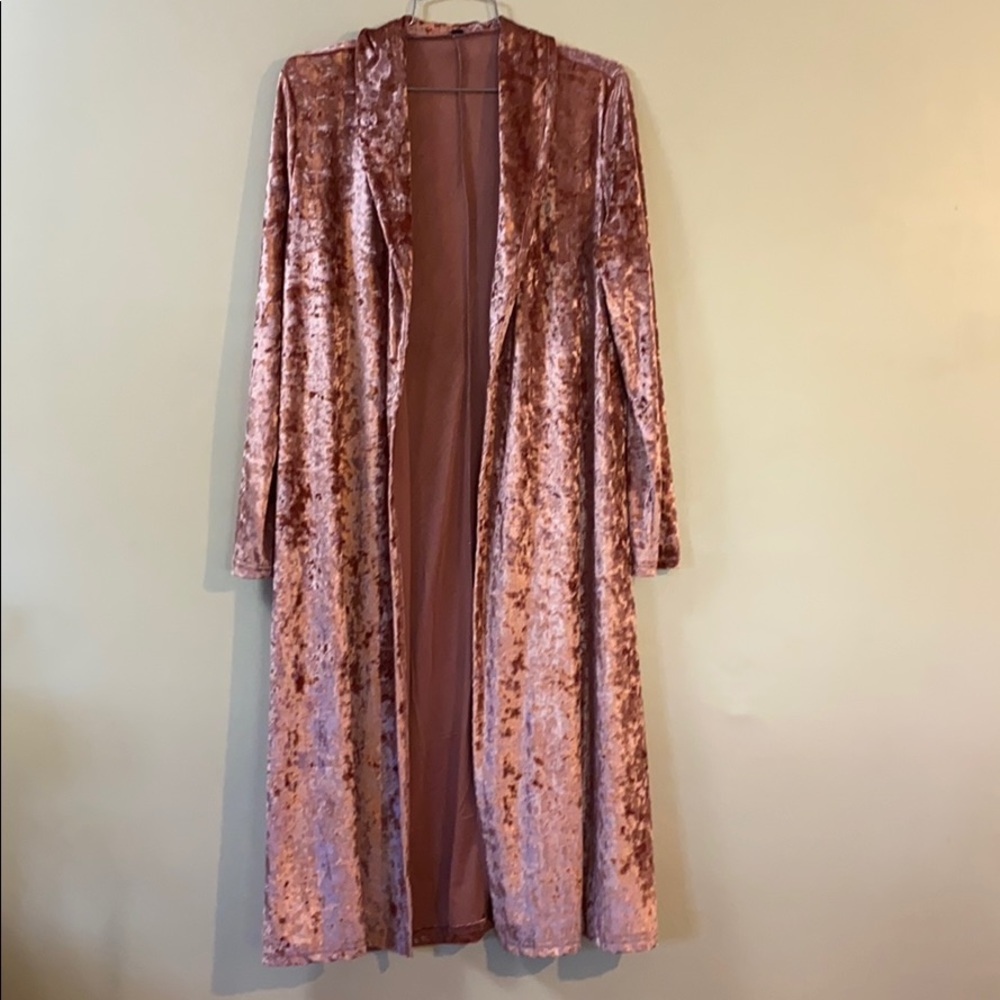 Pink Velour Cardigan